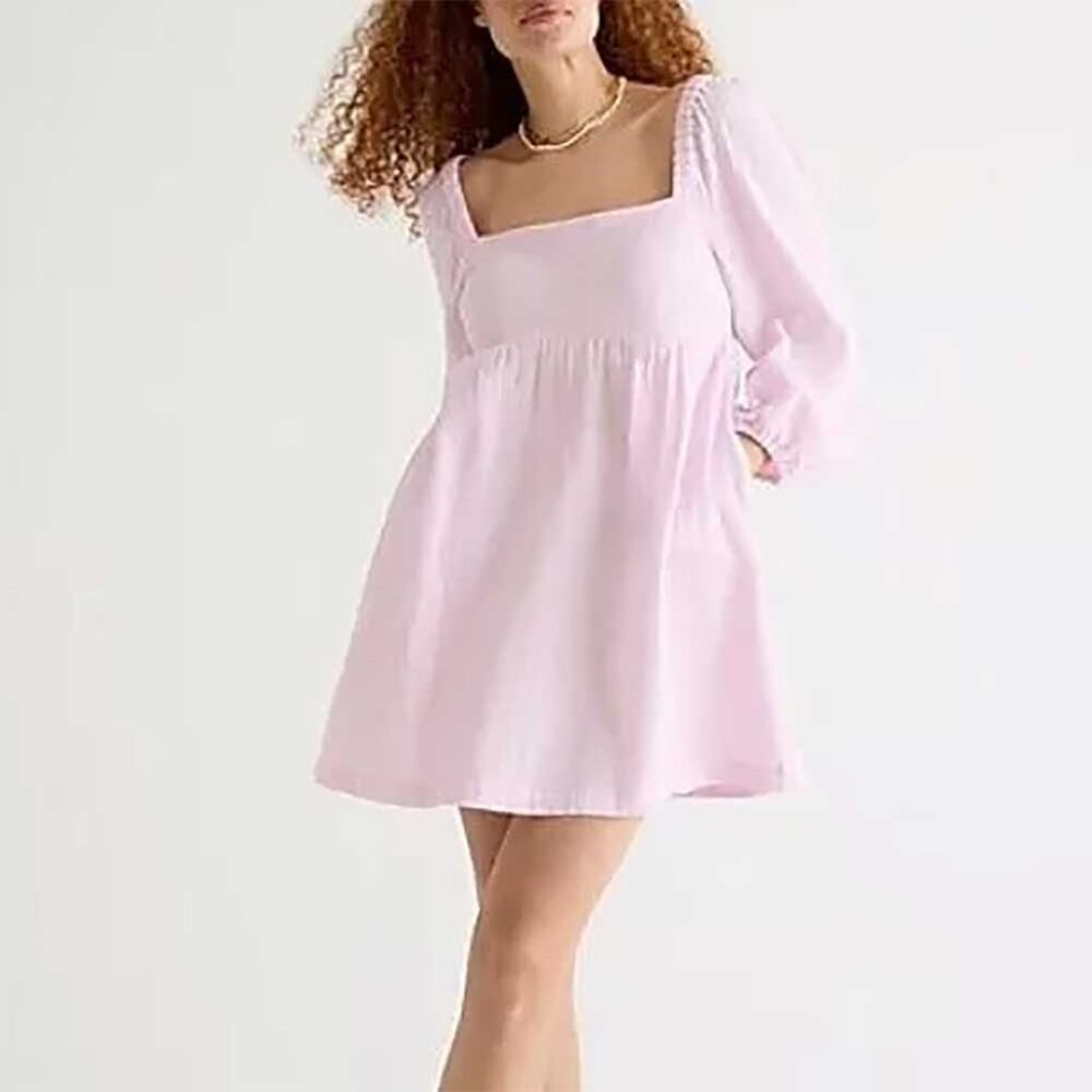 J Crew squareneck soft gauze dress purple